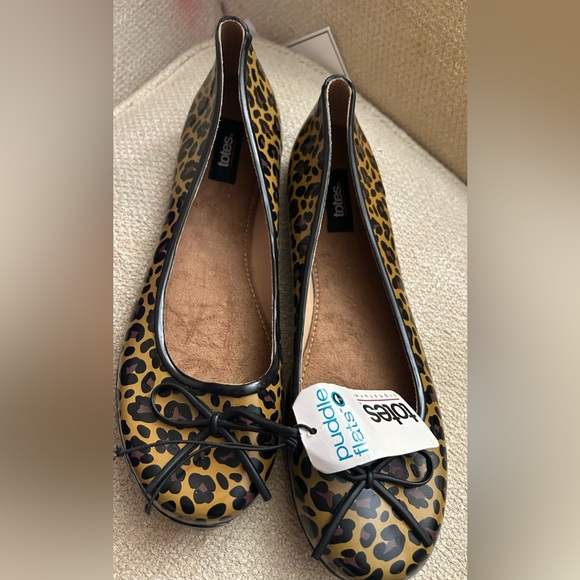 New Totes Waterproof Puddle Flats Rain Shoes SZ 11 - 11.5 Animal Print - Picture 2 of 7